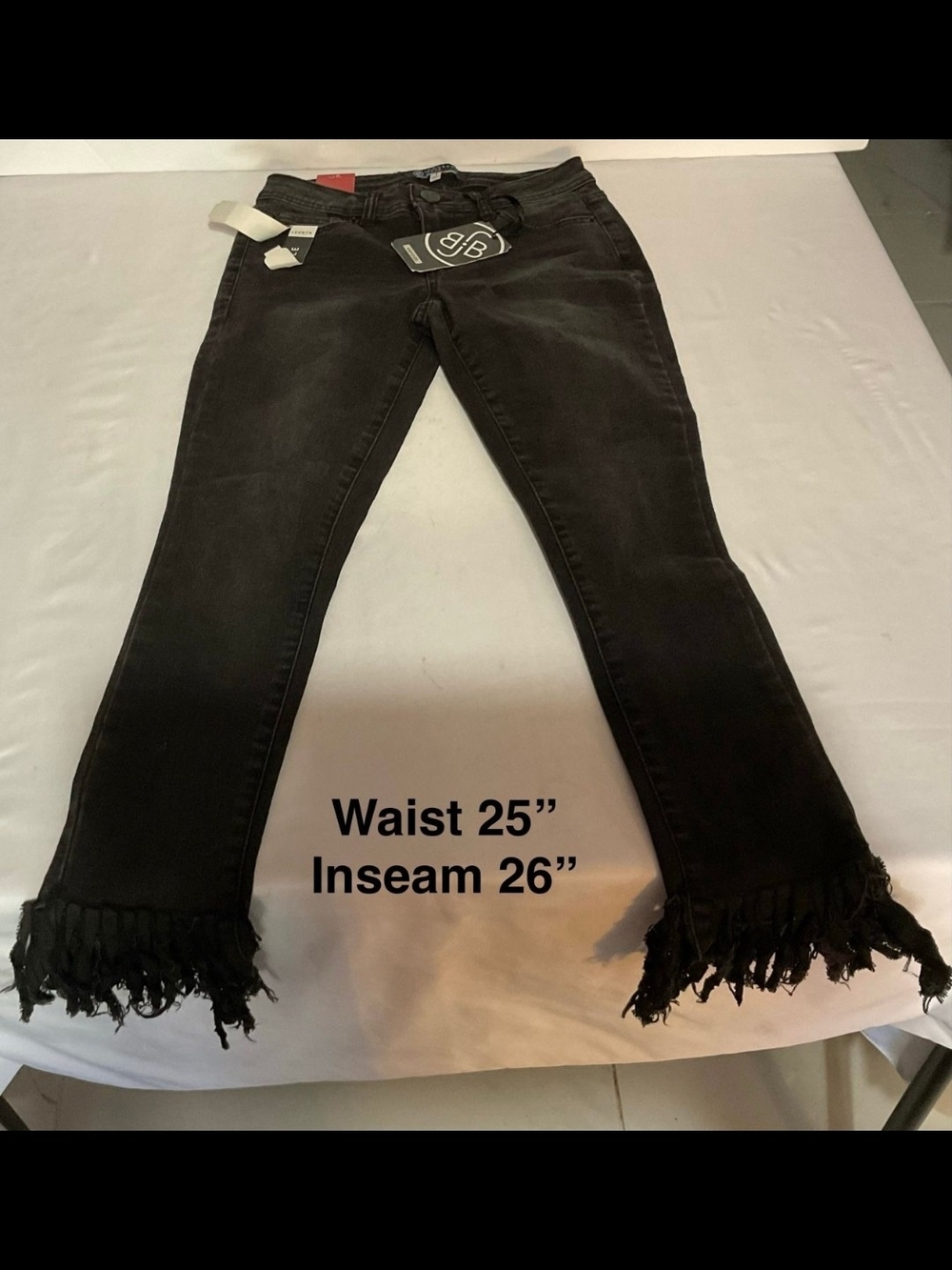 Boom Boom Jeans Black Flared Fringe Hem Women's Jeans